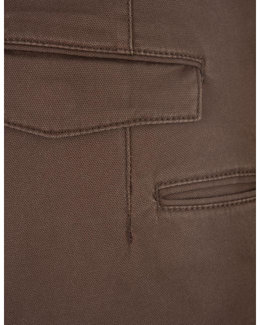 PT Torino Brown Stretch Fabric Master Fit Trousers for men
