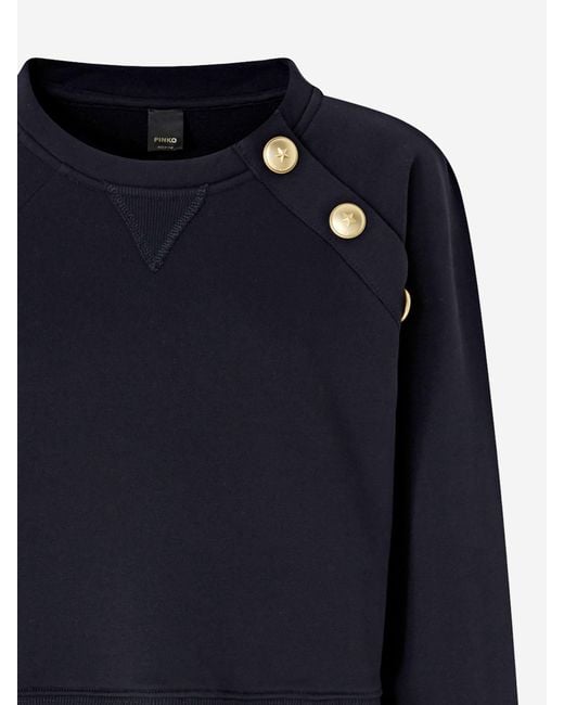 Pinko Blue Cotton Sweatshirt With Buttons