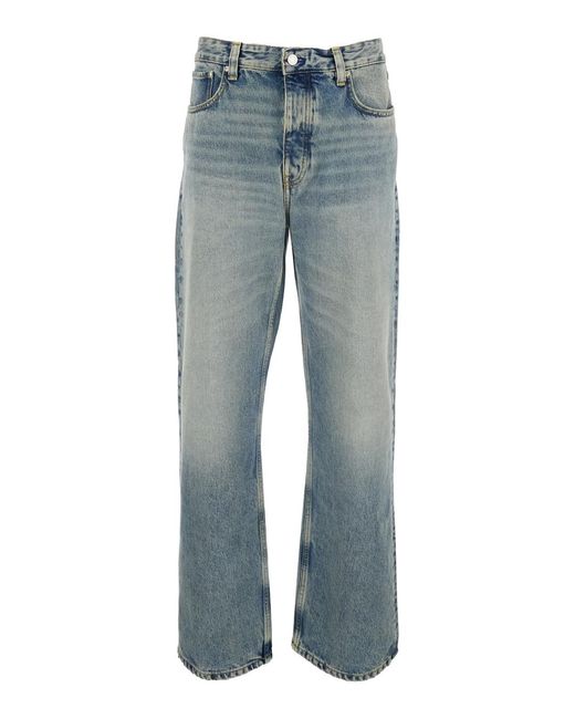 Won Hundred Blue Five-Pocket Jeans With Faded Effect for men