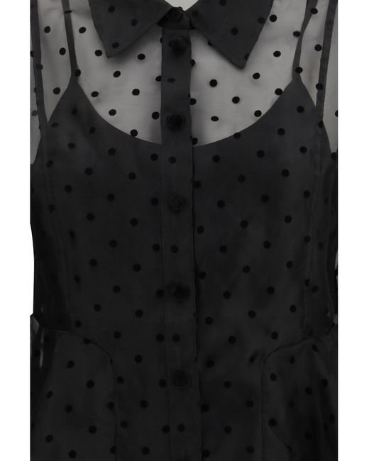 Ganni Black Polka Dot Organza Shirt Recycled Polyester