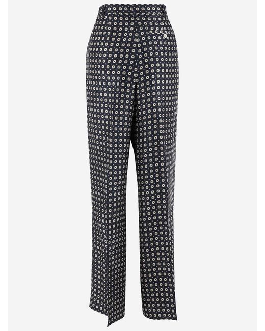 Ralph Lauren Blue Silk Pants With Geometric Pattern