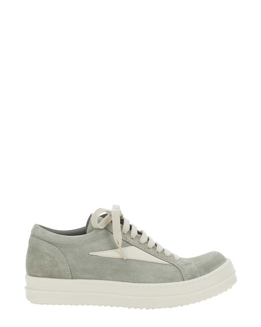 Rick Owens White Low Top Suede Sneakers Trainers