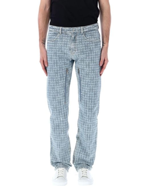 Givenchy Blue Straight Fit Denim Trousers With Zip for men