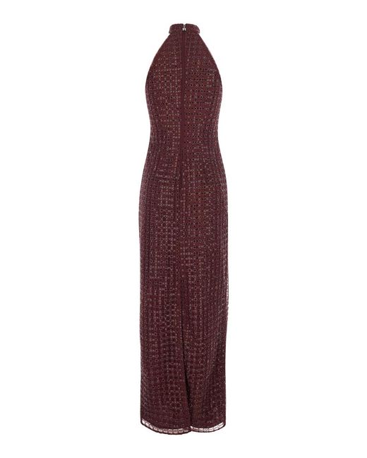 ROTATE BIRGER CHRISTENSEN Purple Dress Halterneck Sequin Polyester