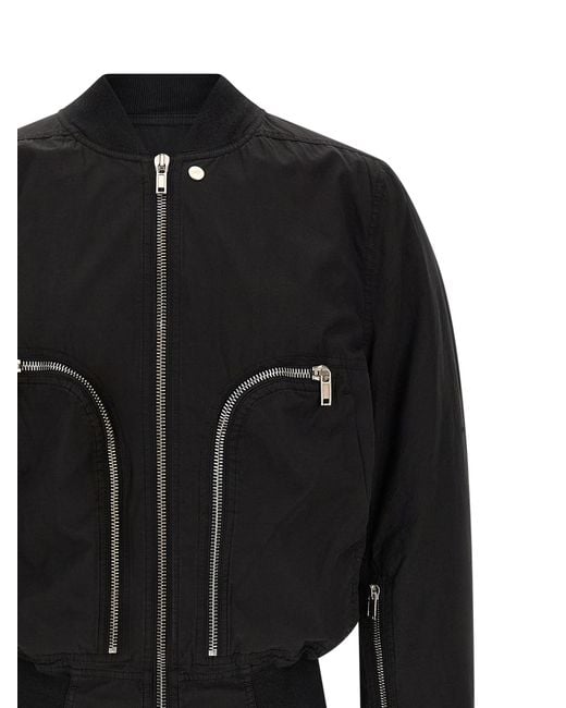 Rick Owens Black Bomber Jacket Cotton for men