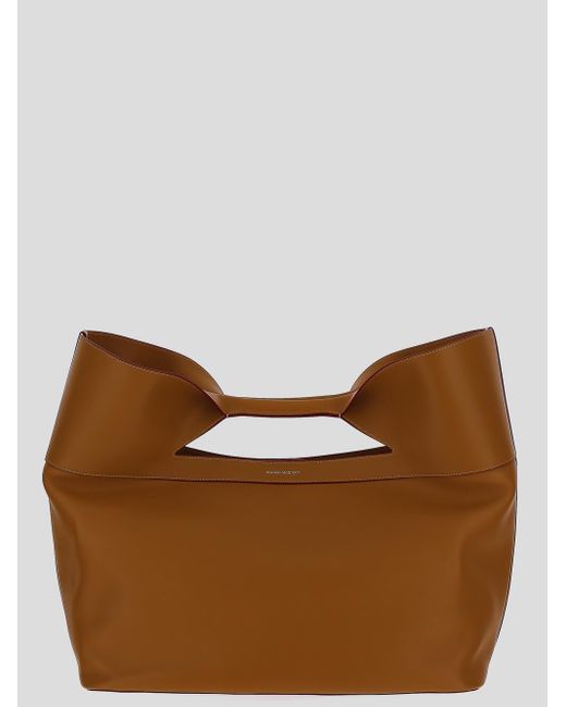 Alexander McQueen Brown The Bow Logo Printed Tote Bag