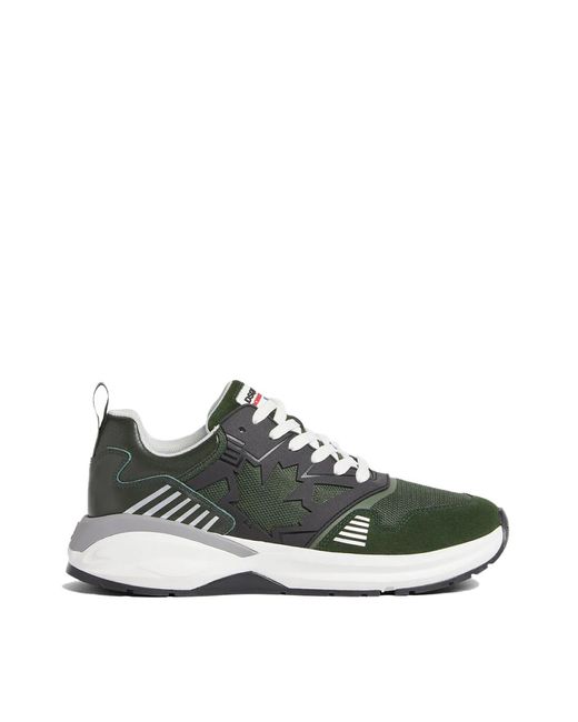 DSquared² Green Dash Logo Lace-Up Sneakers for men