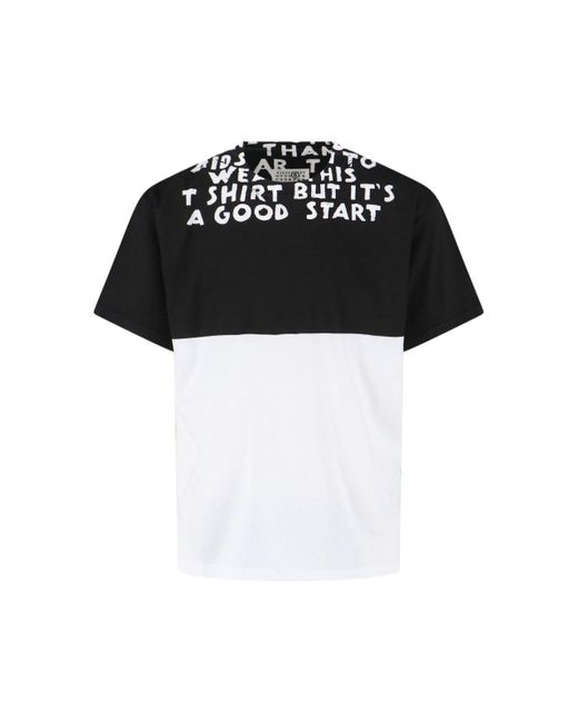 MM6 by Maison Martin Margiela Black Two-Tone Logo T.Shirt for men