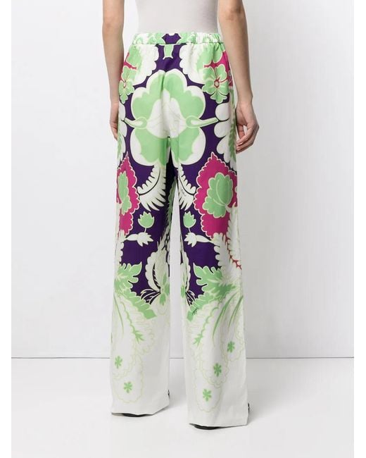 Valentino White Printed Wide-Leg Trousers
