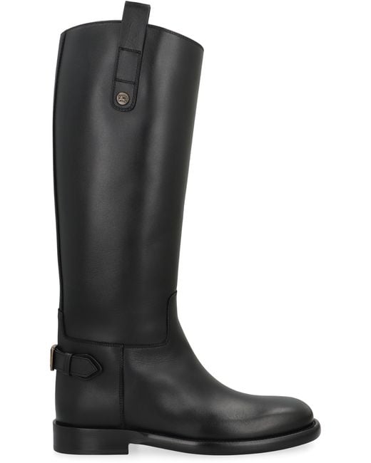 Burberry Black Cavalier Leather Boots Calfskin