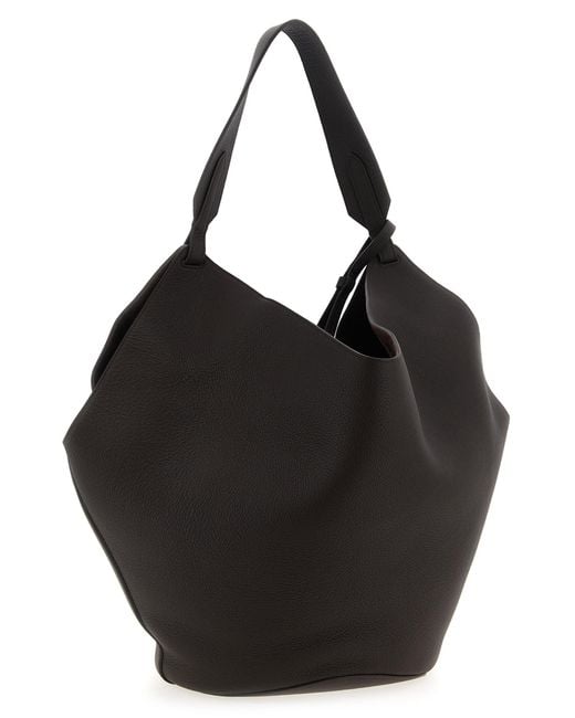 Khaite Black 'Lotus Medium' Shopping Bag