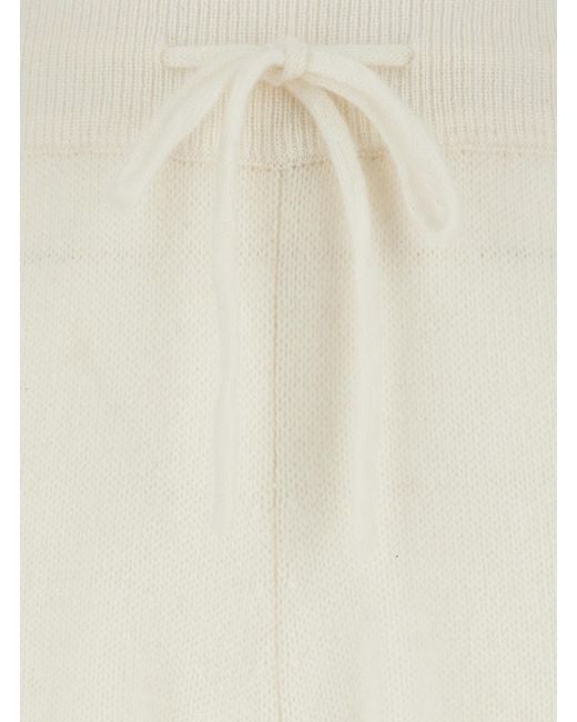 SOLOCASCMIR White Pants With Elastic Drawstring Waist