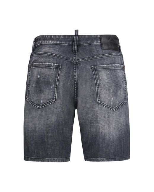 DSquared² Gray Washed Marine Shorts Cotton; Elastane Bermuda for men