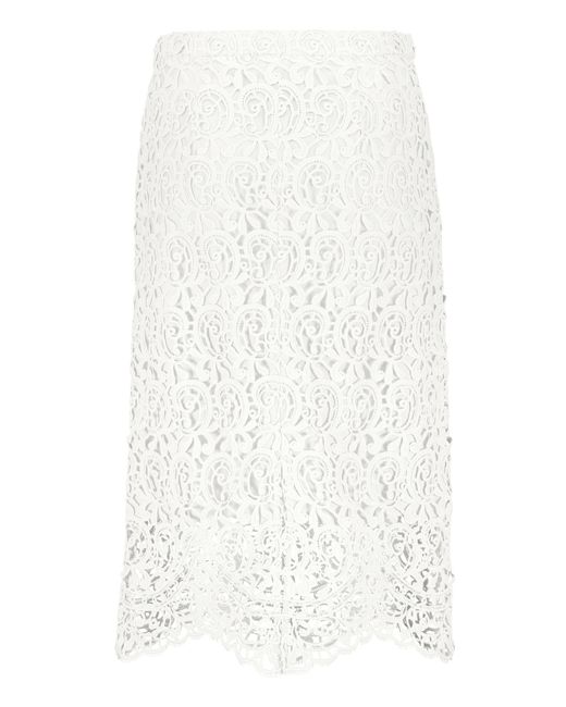 Burberry White Lace Skirt