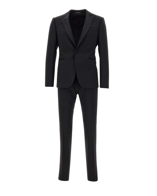 Emporio Armani Black Cool Wool Two-Piece Formal Suit for men