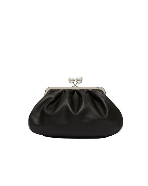 Weekend by Maxmara Black Sheepskin Shoulder Bag Cubico