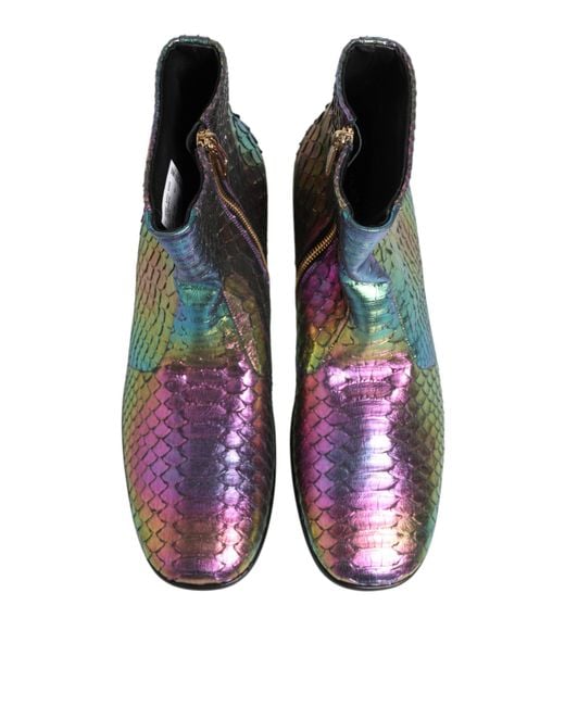 Dolce & Gabbana Green Chelsea Short Ankle Boots Shoes Moluro Python for men