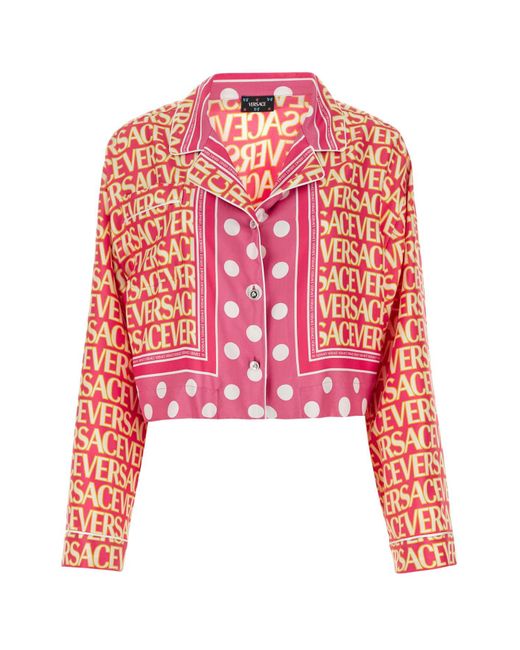 Versace Red Printed Silk Shirt