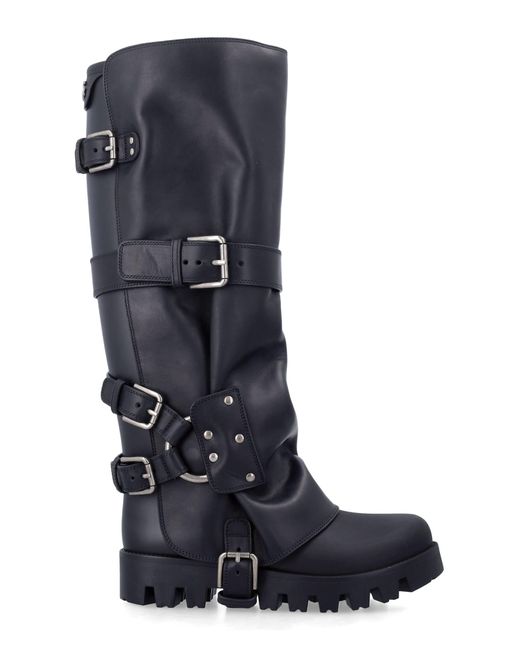 Dolce & Gabbana Blue Dolce & Gabbana Rubber And Leather Boots