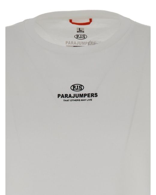 Parajumpers Gray Crewneck T-Shirt With Contrasting Logo Print for men