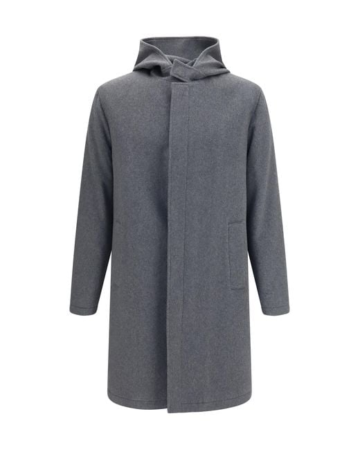 Lardini Gray Wool Hooded Coat Fleece for men