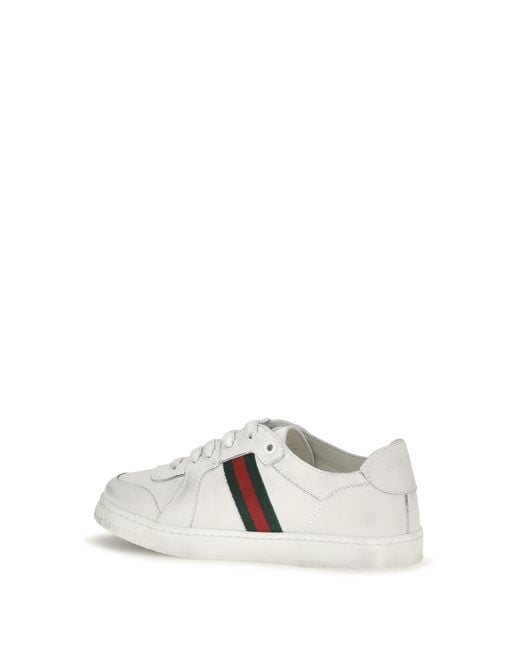 Gucci White Leather Sneakers With Web Detail For Boy for men