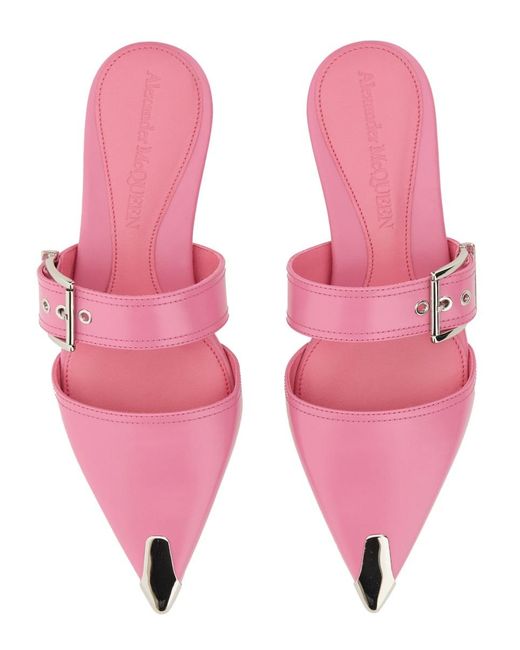 McQueen Pink Mule Punk Leather