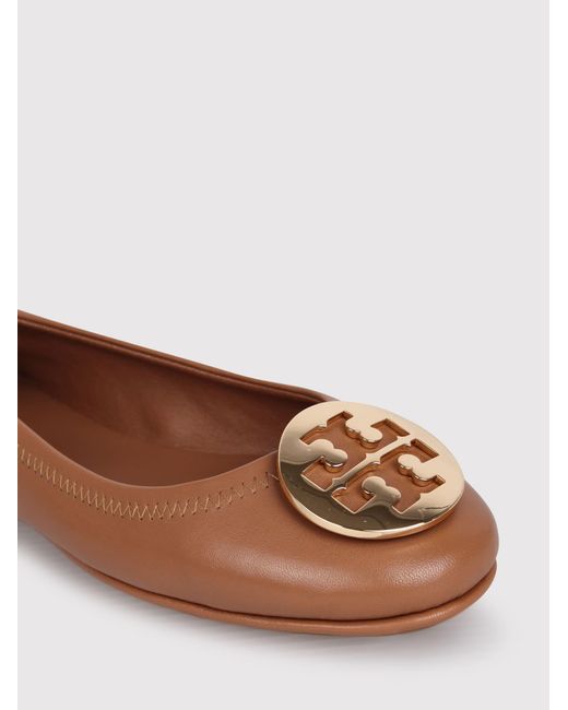 Tory Burch Brown Minnie Ballerinas With Application