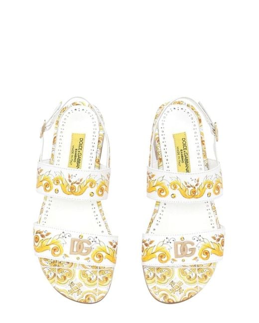 Dolce & Gabbana Metallic Sandals Printed Calf Leather