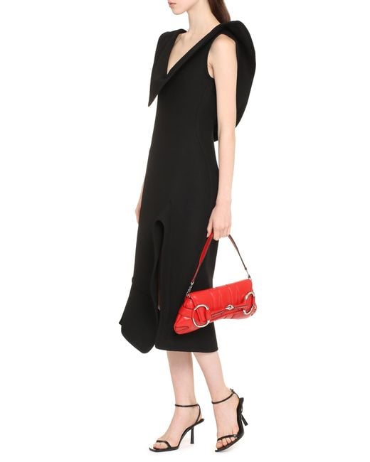 Bottega Veneta Black Midi Dress Cotton Blend Viscose