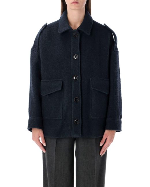 Sessun Blue Sessùn Harrison Recycled Wool Loden Coat
