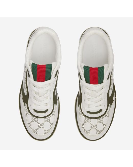 Gucci White Web Leather Sneakers Trainers for men