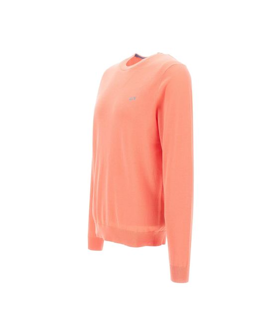 Sun 68 Pink Round Elabow Fancy Cotton Sweater for men