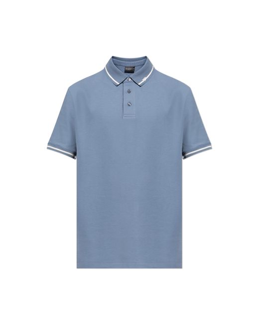 Emporio Armani Blue Cotton Polo for men