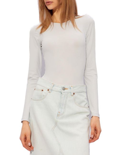 MM6 by Maison Martin Margiela White Body With Long Sleeves,
