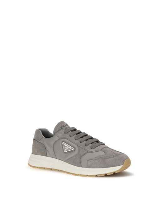 Prada Gray Sneakers Prax 01 Re-Nylon Upper Recycled Polyamide Trainers for men