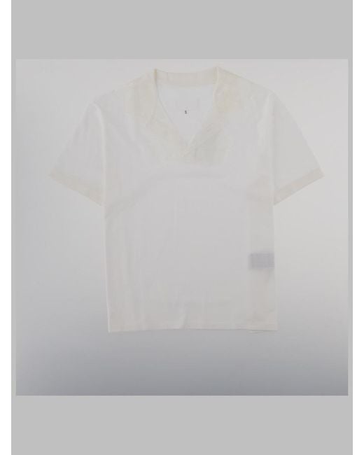 Maison Margiela Gray T-Shirt Taped V-Neck Cotton Polo Shirts for men