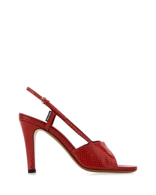 Miu Miu Red Leather Sandals