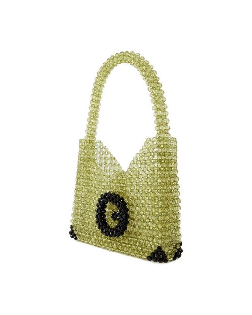 Germanier Green Beaded Hobo Bag