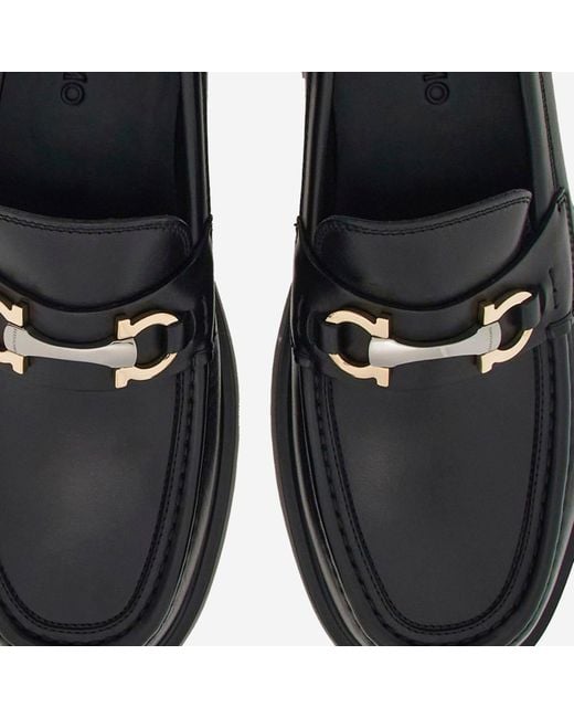 Ferragamo Black Gancini Embellished Loafers for men