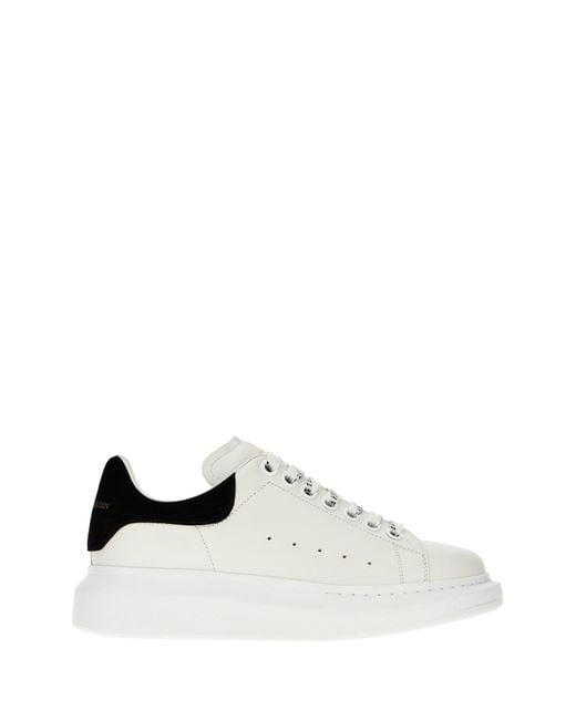 Alexander McQueen White Leather Sneakers With Suede Heel