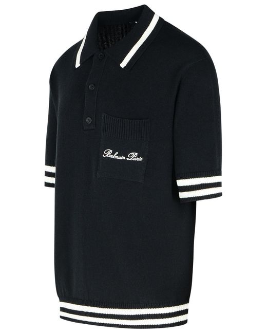 Balmain Black Polo Punto Logo for men