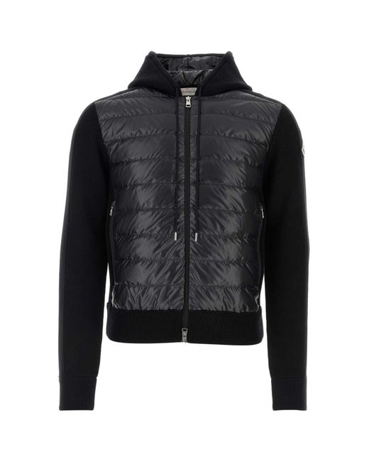 Moncler Black Wool And Polyester Cardigan for men