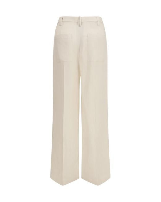 Brunello Cucinelli Natural Wide Trousers Fluid Twill Viscose