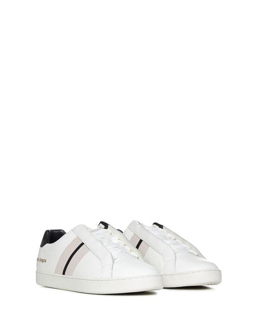Palm Angels White Logo-print Leather Sneakers for men