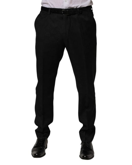 Dolce & Gabbana Black Wool Skinny Dress Formal Trouser Pants for men