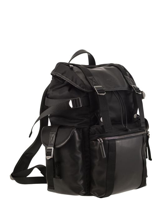 Tod's Black Fabric And Leather Medium Backpack for men