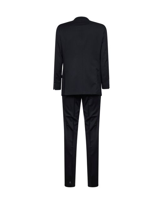 Kiton Black Virgin Wool Double-Breasted Suit for men