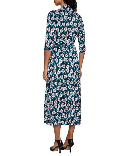 Diane von Furstenberg Blue Abigail Print Silk Midi Wrap Dress