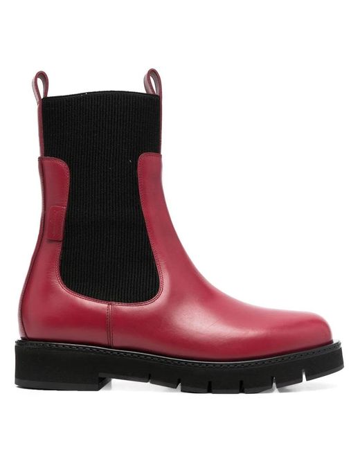 Ferragamo Red Ribbed 40Mm Chelsea Boots